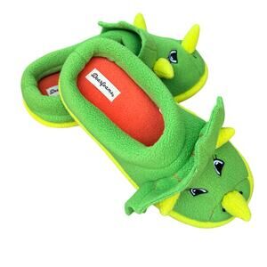 Dearfoams Kids Peyton Green Dinosaur Animal Slipers Sz 2-3